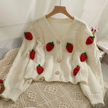Load image into Gallery viewer, Strawberry Knitted Cardigan