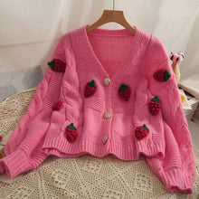 Load image into Gallery viewer, Strawberry Knitted Cardigan