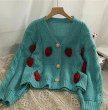 Load image into Gallery viewer, Strawberry Knitted Cardigan