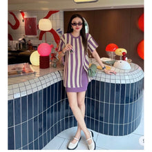 Load image into Gallery viewer, Knitted Stripe Terno Mini Skirt #9727 768