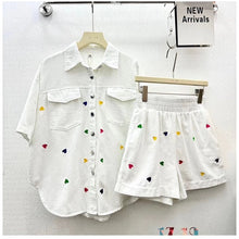 Load image into Gallery viewer, Mini Hearts Denim Terno Short #7612