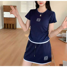 Load image into Gallery viewer, Round Neck Shirt & Mini Skirt Set #6519