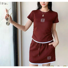 Load image into Gallery viewer, Round Neck Shirt & Mini Skirt Set #6519