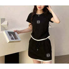 Load image into Gallery viewer, Round Neck Shirt & Mini Skirt Set #6519