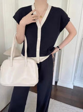 Load image into Gallery viewer, V-Neck 2Tone Knitted Terno Pants #6352 #663