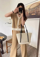 Load image into Gallery viewer, V-Neck 2Tone Knitted Terno Pants #6352 #663