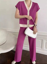 Load image into Gallery viewer, V-Neck 2Tone Knitted Terno Pants #6352 #663