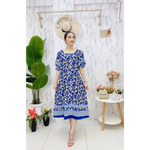 Load image into Gallery viewer, Summer Floral Square Neck Puff Sleeve Elegant Long Dress For Women 3058
