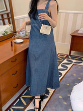 Load image into Gallery viewer, Spaghetti Denim Maxi Dress #7306
