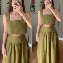 Load image into Gallery viewer, Soleil Linen Crop Top and Maxi Skirt Set
