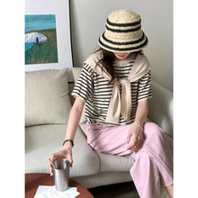 Load image into Gallery viewer, Chic Stripes Cape Tie Loose Knitted Top #M1026
