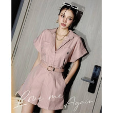 Load image into Gallery viewer, BKK Short Sleeve Striped Shirt &amp; Shorts w/ Belt
