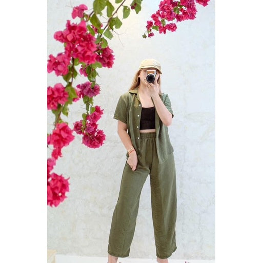 Leslie Button Top & Pants Set