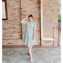 Load image into Gallery viewer, BKK Square Neck Ribbon Back Puff Sleeve Midi Dress
