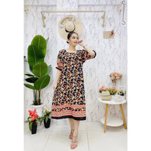 Load image into Gallery viewer, Summer Floral Square Neck Puff Sleeve Elegant Long Dress For Women 3058
