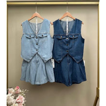 Load image into Gallery viewer, Denim Vest &amp; Shorts Set #6821
