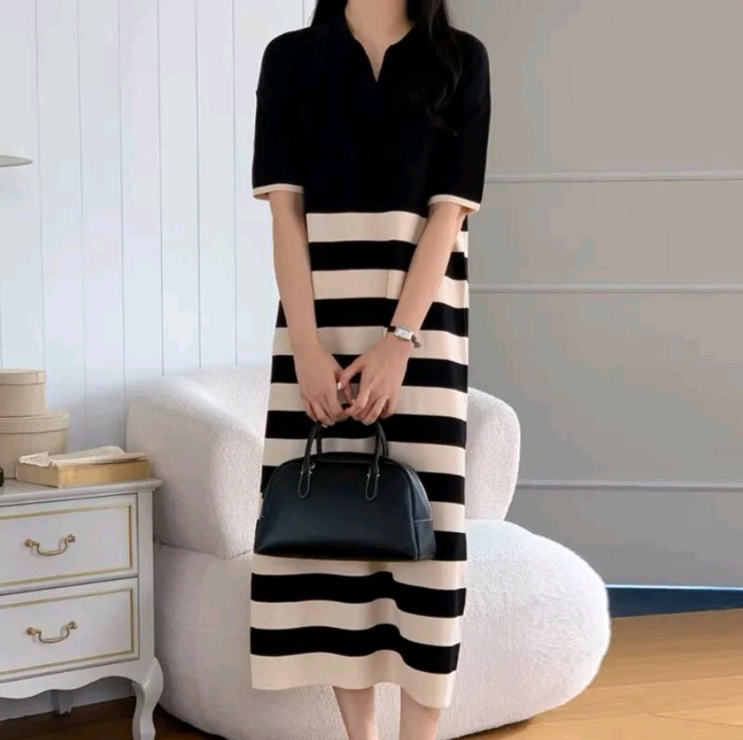 Stripe Knitted Maxi Dress #7009