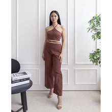 Load image into Gallery viewer, Lara Tie Waist Crop Top and Pants Coord
