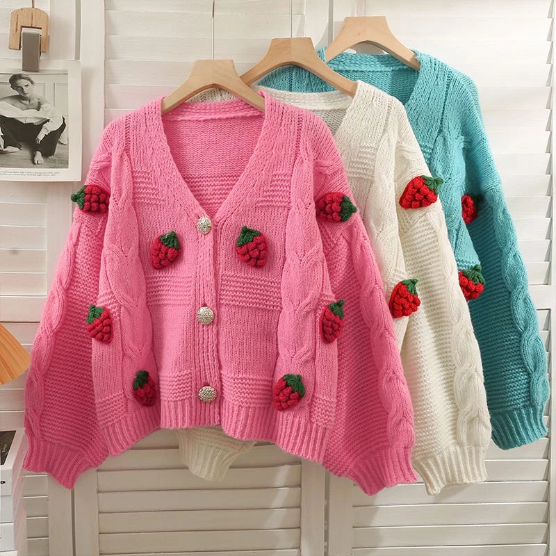 Strawberry Knitted Cardigan