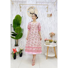 Load image into Gallery viewer, Summer Floral Square Neck Puff Sleeve Elegant Long Dress For Women 3058
