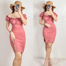 Load image into Gallery viewer, Mia Puff Sleeves Ruched Dress
