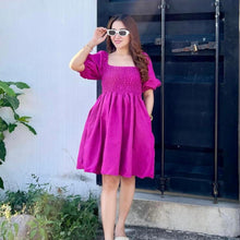 Load image into Gallery viewer, Aaliyah Puff Sleeve Eyelet Smocking Dress
