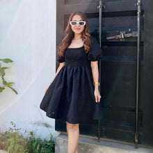 Load image into Gallery viewer, Aaliyah Puff Sleeve Eyelet Smocking Dress
