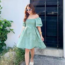 Load image into Gallery viewer, Aaliyah Puff Sleeve Eyelet Smocking Dress
