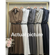 Load image into Gallery viewer, Collar Blouse &amp; Midi Skirt Set w/ Belt #3340
