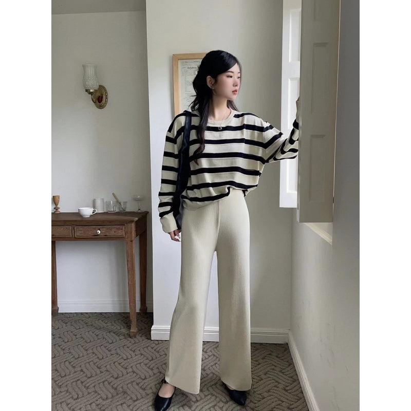 Longsleeve Stripe Knitted Terno Pants #5512