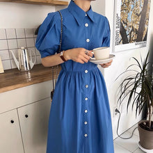 Load image into Gallery viewer, Soft Denim Dress w/ Collar and Buttons #7180
