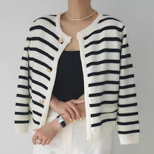 Load image into Gallery viewer, Longsleeve Stripe Blazer Cardigan #5673
