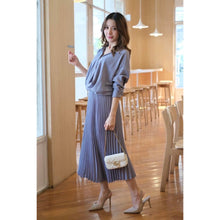 Load image into Gallery viewer, Drop Shoulder Shirt &amp; Pleated Midi Skirt Set
