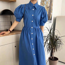 Load image into Gallery viewer, Soft Denim Dress w/ Collar and Buttons #7180
