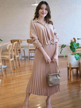 Load image into Gallery viewer, Drop Shoulder Shirt &amp; Pleated Midi Skirt Set
