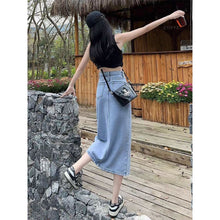 Load image into Gallery viewer, BKK Denim Split A-Line High Waist Skirt #006
