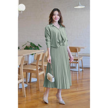 Load image into Gallery viewer, Drop Shoulder Shirt &amp; Pleated Midi Skirt Set
