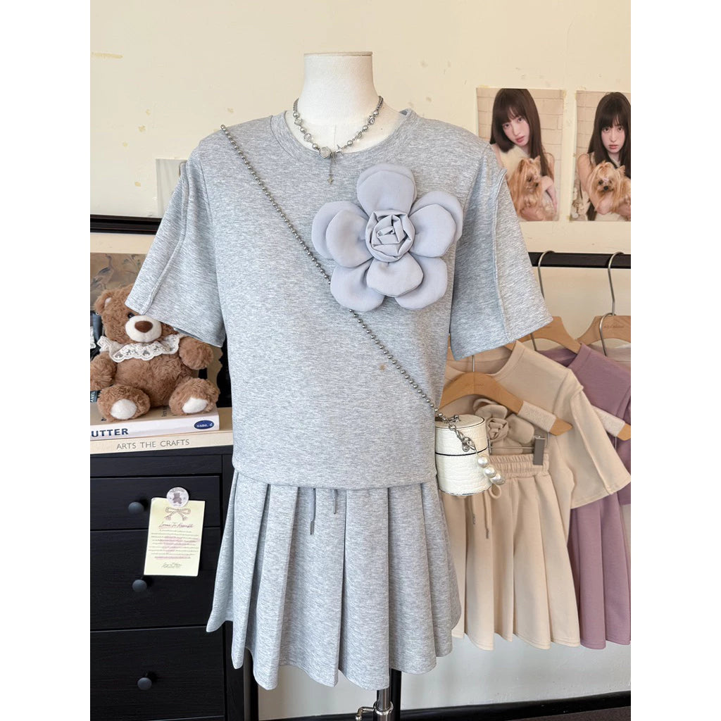 Big Floral Terno Pleated Mini Skirt #5009