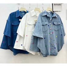 Load image into Gallery viewer, Mini Hearts Denim Terno Short #7612
