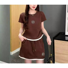 Load image into Gallery viewer, Round Neck Shirt &amp; Mini Skirt Set #6519
