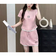 Load image into Gallery viewer, Round Neck Shirt &amp; Mini Skirt Set #6519
