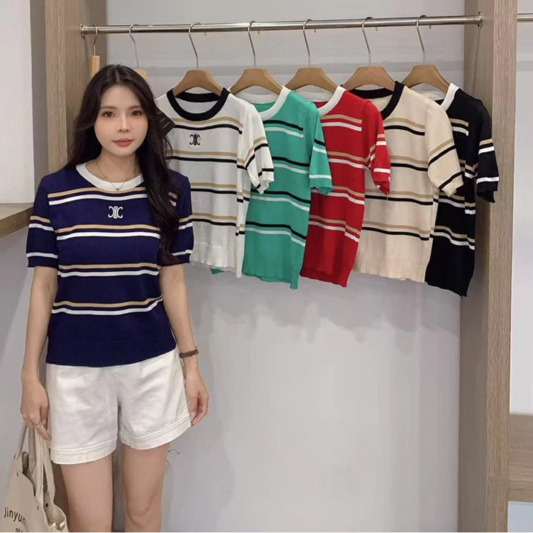 Stripe Korean Knitted Top #A2640-12