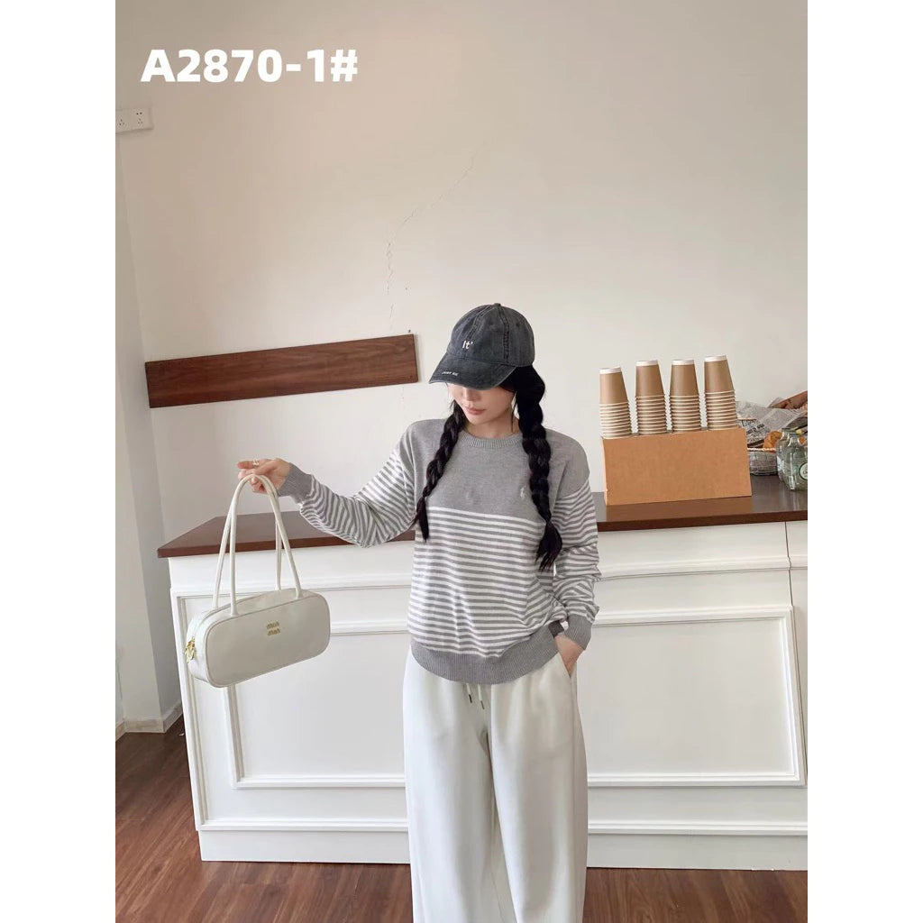 Stripe Longsleeve Knitted Top #A2870-1
