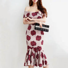 Load image into Gallery viewer, Off Shoulder Floral Mermaid Dress #S481
