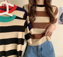 Load image into Gallery viewer, Stripe Raglan Knitted Top #9137
