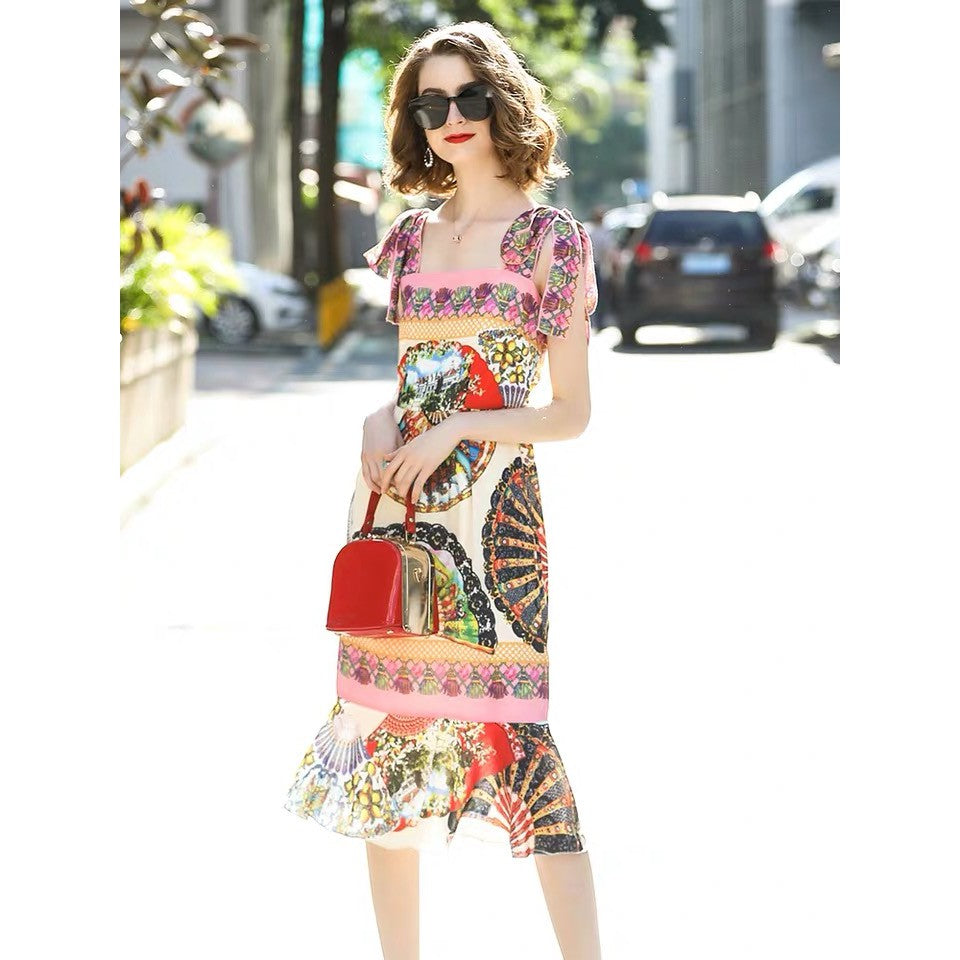 Vintage Print Dress #A2564