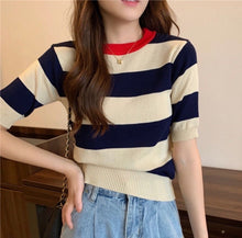 Load image into Gallery viewer, Stripe Raglan Knitted Top #9137
