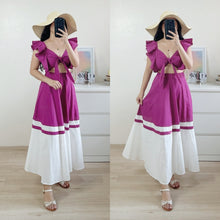 Load image into Gallery viewer, Ruffles Bra Top + Two-toned Maxi Skirt Summer Set EM275
