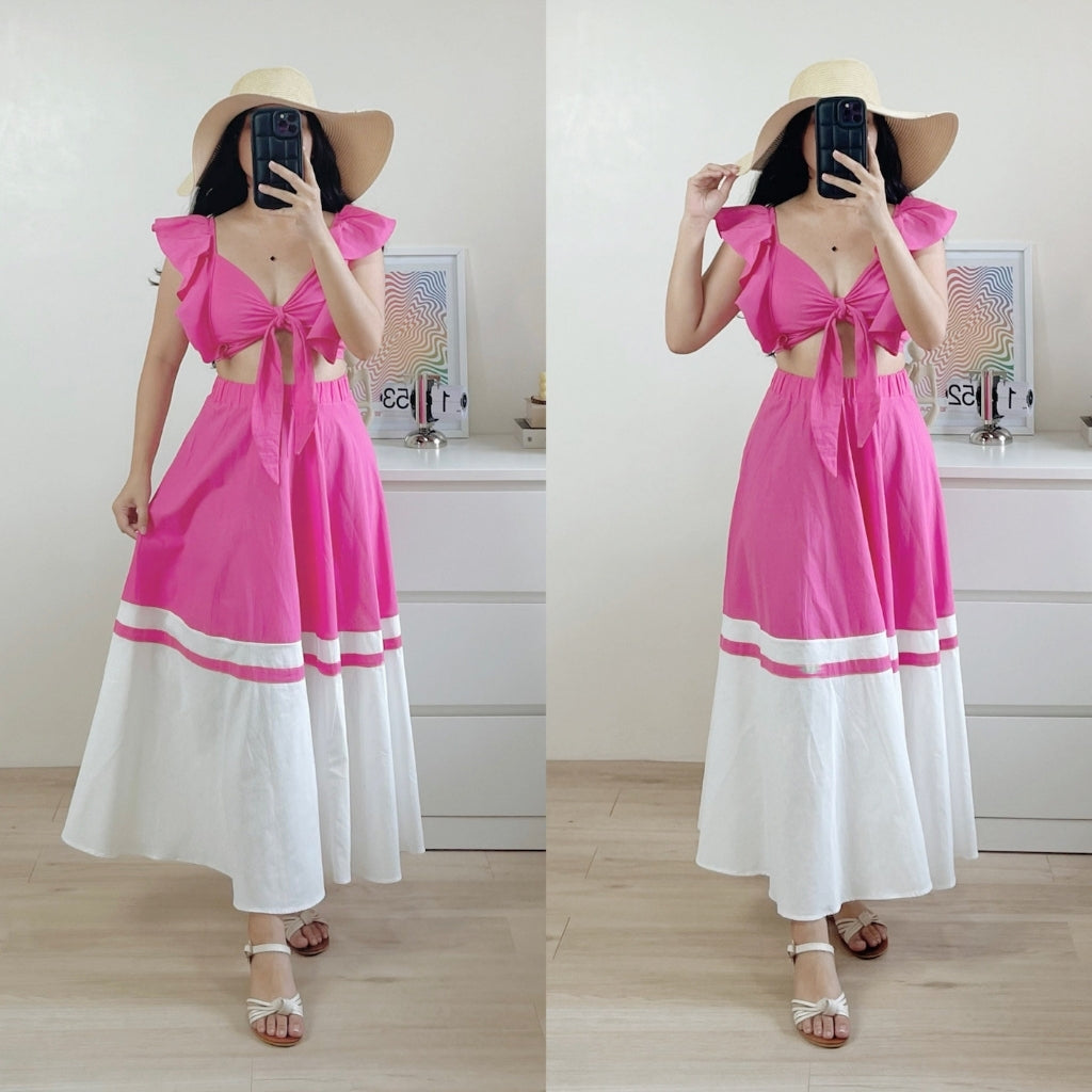 Ruffles Bra Top + Two-toned Maxi Skirt Summer Set EM275