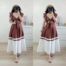 Load image into Gallery viewer, Ruffles Bra Top + Two-toned Maxi Skirt Summer Set EM275
